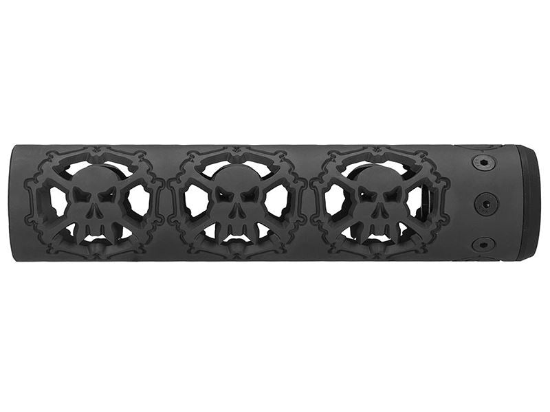 Unique ARs CNC Machined Skulls Handguard for AR15 Pattern Rifles (Black - 9"" - With Airsoft Barrel Nut)
