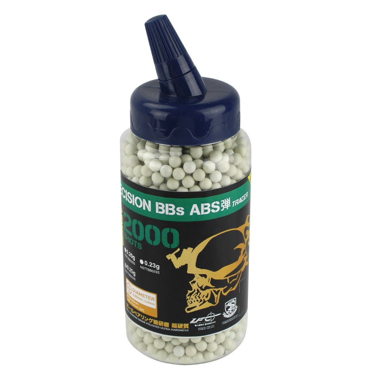 S&T Tracer BB Pellets 0.25g (Green - 2000 Bottle - White - NSTTBB025S)