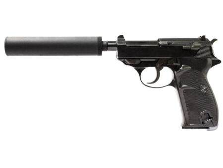 WE P38S with Silencer Gas Blowback Pistol (Black)