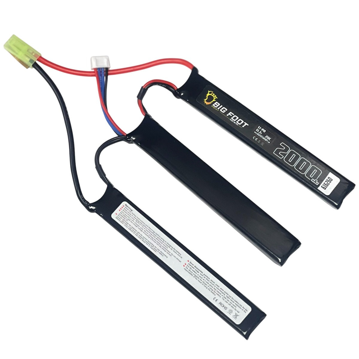 Big Foot Heat 7.4V 2000mAh 20C Li-Po Tri-Panel Nunchuck Battery (Mini-Tamiya)