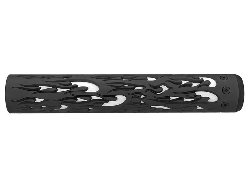Unique ARs CNC Machined Flame Handguard for AR15 Pattern Rifles (Black - 12"" - With Airsoft Barrel Nut)