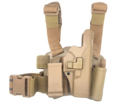 Big Leg Holster M92/M9 with Two Pouches (Hard - Right Hand - Tan - Long)