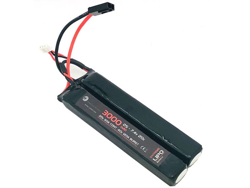 WE Battery 3000mAh Lipo 7.4V 25C Nun-Chuck Cont. (3+3)