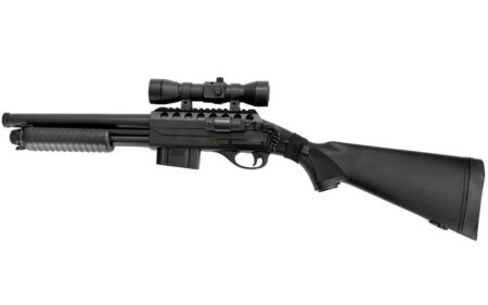 Double Eagle M47 Full-Stock Tri-Rail Pump-Action Spring Airsoft Shotgun (Black - M47A1)
