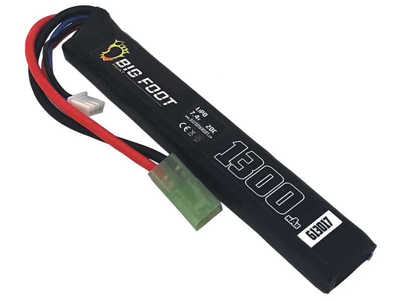Big Foot Heat Lipo Battery 1300 mAh 7.4v 20c (Stick - 120mm)