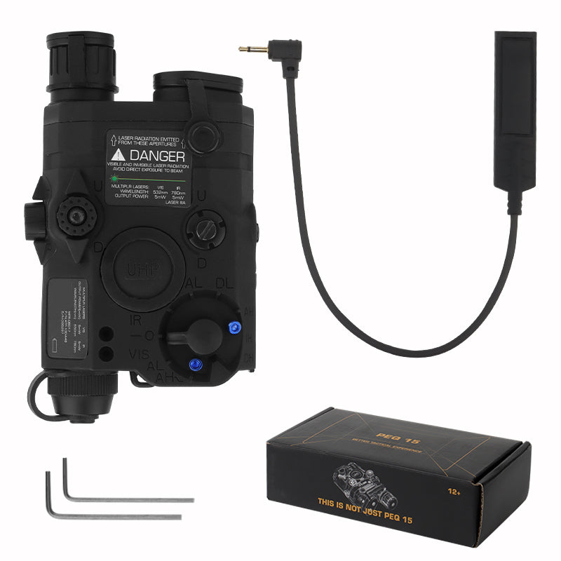 Wosport - Standard PEQ-15 Version with Red laser Flashlight Torch (Black)